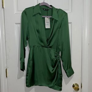 Green silk dress
